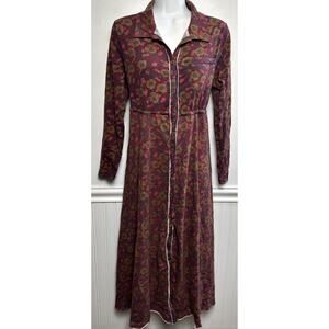 NATURAL LIFE Floral Long Sleeve Dress - Red and Green